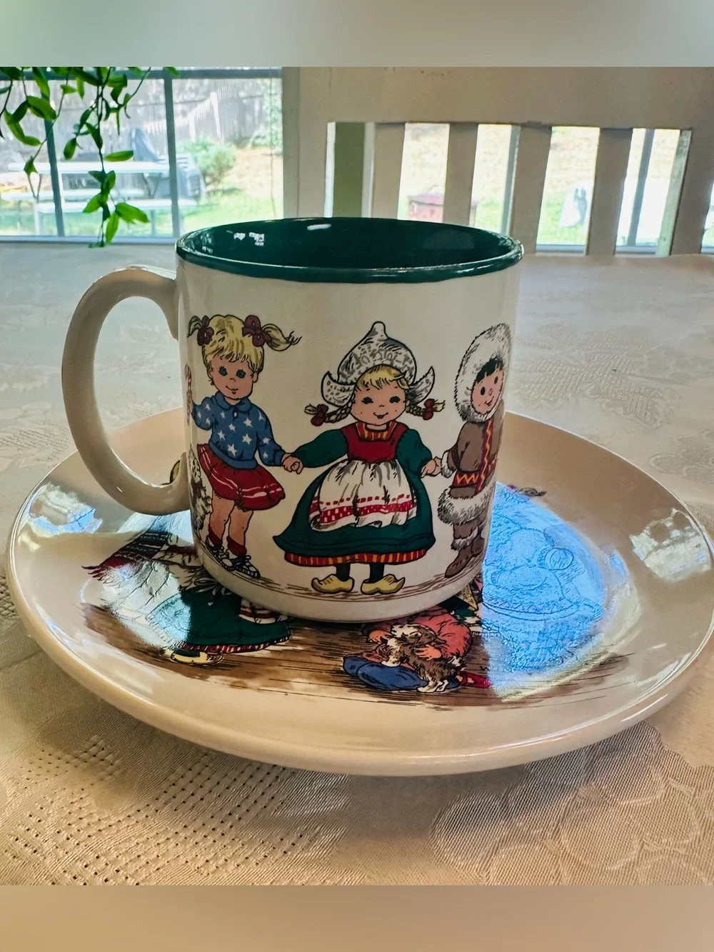 Vtg 1992 Potpourri Press Christmas Plate & Mug Set 